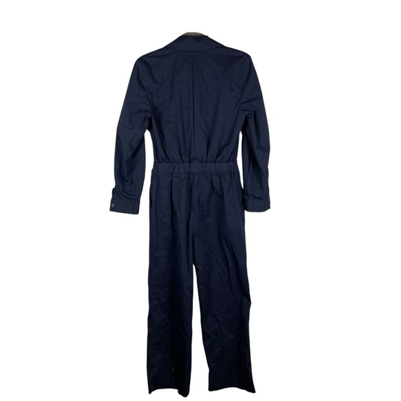 Theory Navy Blue Utility Jumpsuit Coverall Size 4 Long Sleeve Workwear Style - Picture 7 of 8
